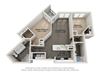 2 Bed 2 Bath 1057 square feet floor plan Melys 3d furnished
